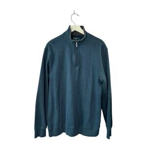 Van Heusen Teal 1/4 Zip Long Sleeve Pullover Men's Size Large Cotton Blend NEW